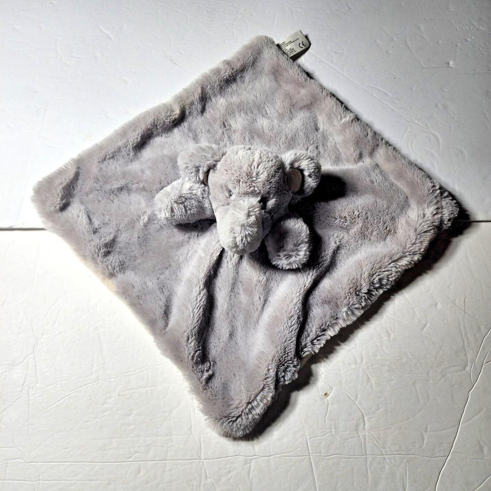 Kellytoy Gray Security Blanket ELEPHANT Rattle Plush Lovey 13"x14"